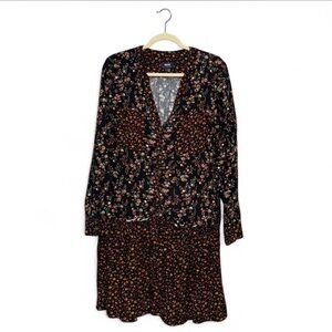 Anthropologie Maeve Marlie Floral Print Long Sleeve Tunic Dress Women’s Size 14